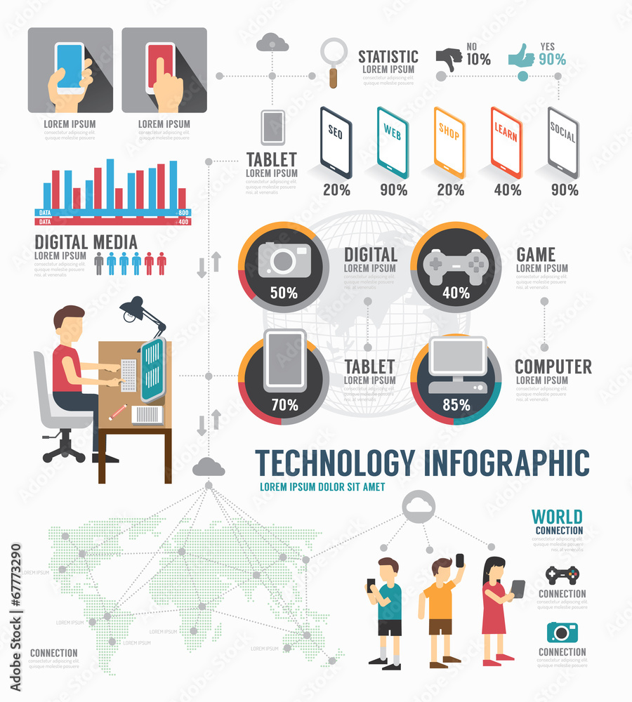 Infographic Technology digital template design . concept vector - obrazy, fototapety, plakaty 