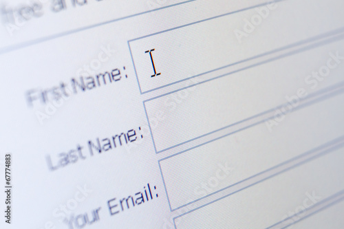 Close up of sign up form photo