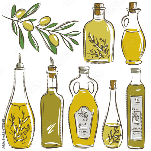 set of bottle for olive oil, vector