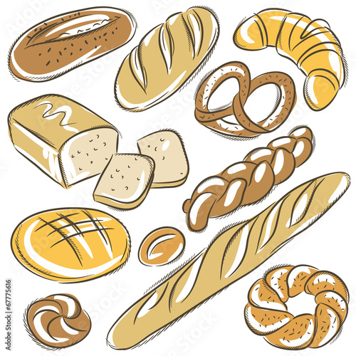 set of different breads, vector