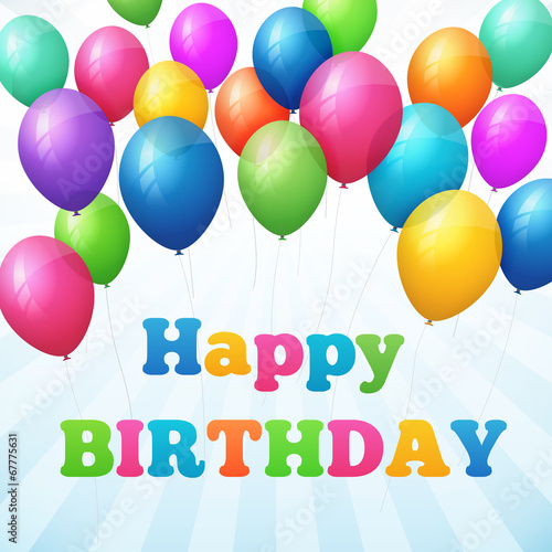 happy birthday poster with colorful balloons