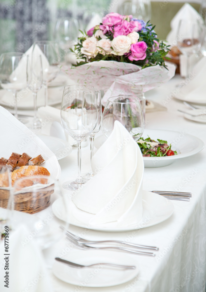 Festival table setting at the restaurant. Festival table setting at the restaurant.