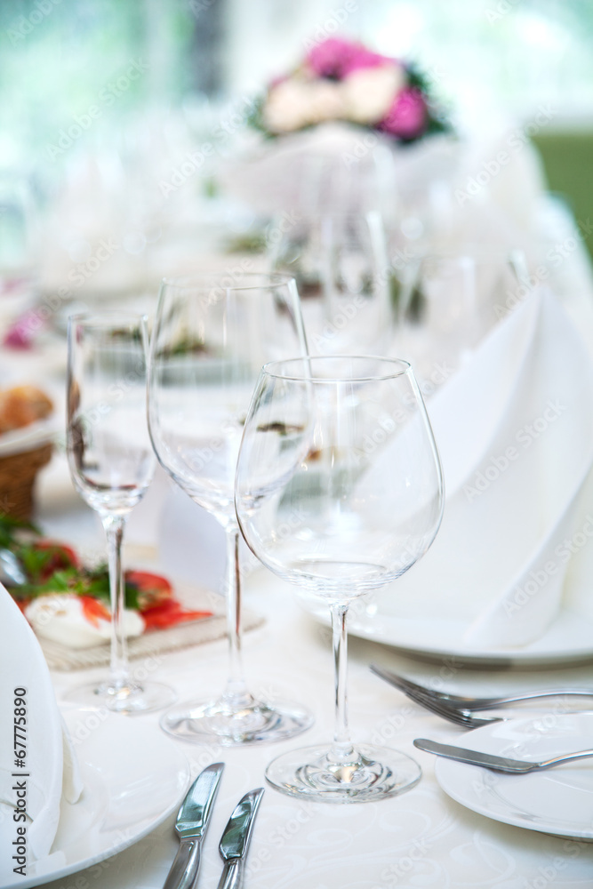 Festival table setting at the restaurant. Festival table setting at the restaurant.