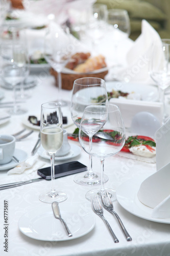 Festival table setting at the restaurant. © volff