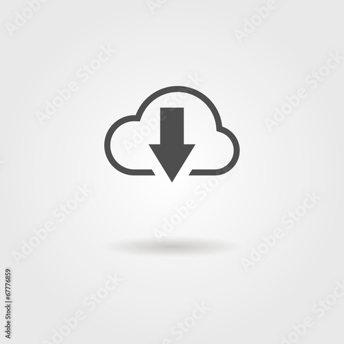 cloud download black icon with shadow