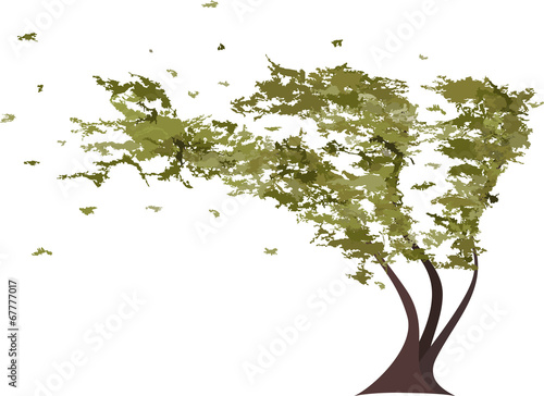 Grunge tree in the wind. Vector