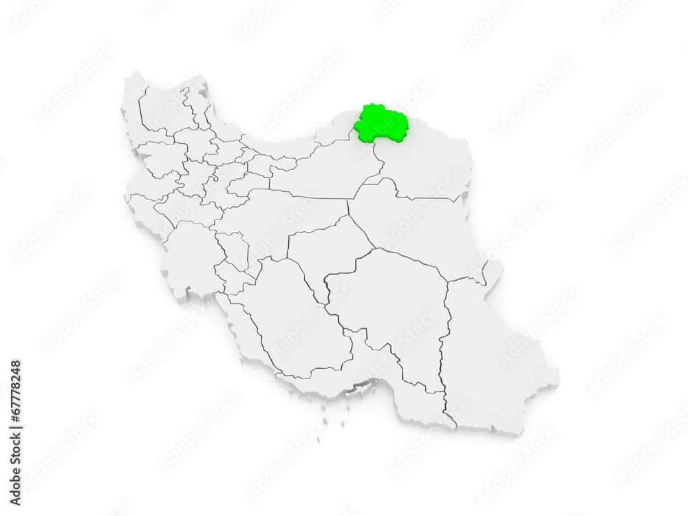 Map of North Khorasan. Iran.
