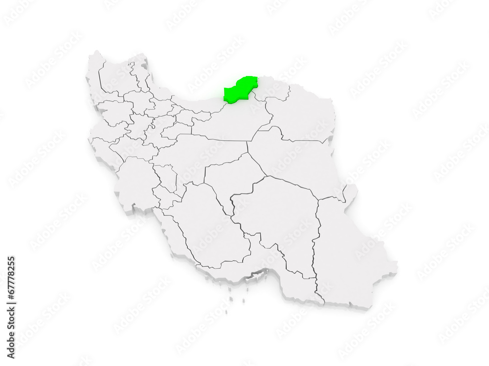 Map of Golestan. Iran.