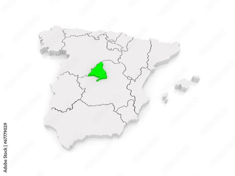 Map of Madrid. Spain.