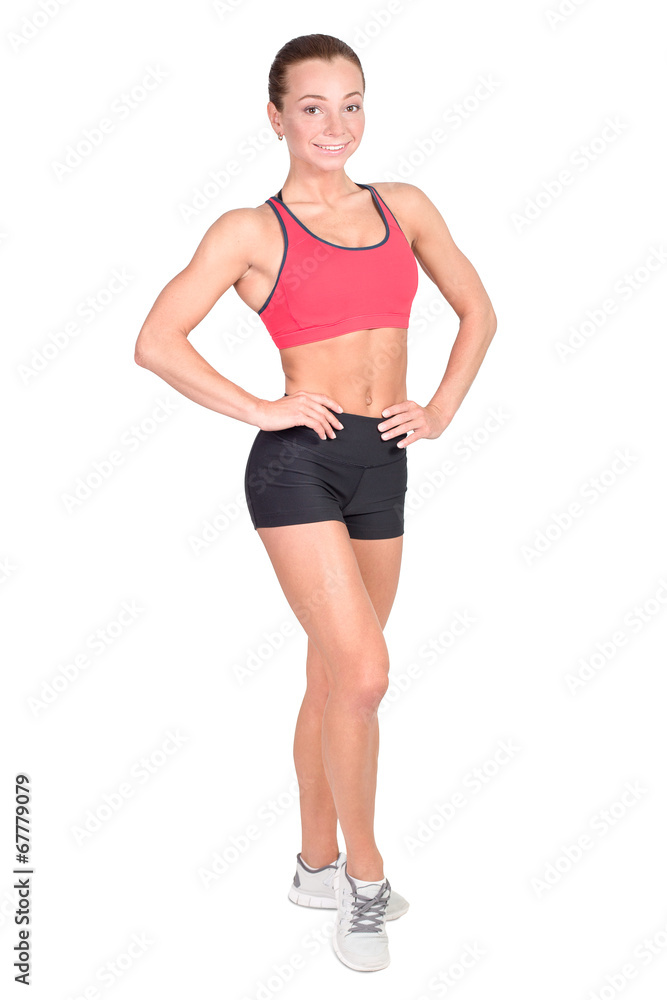 Attractive and athletic young woman showing muscles Attractive and athletic young woman showing muscles