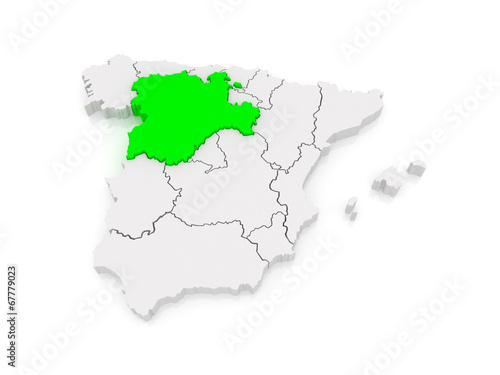 Map of Castile and Leon. Spain.