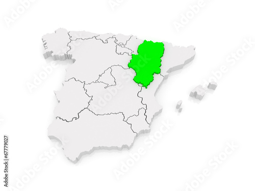 Map of Aragon. Spain.