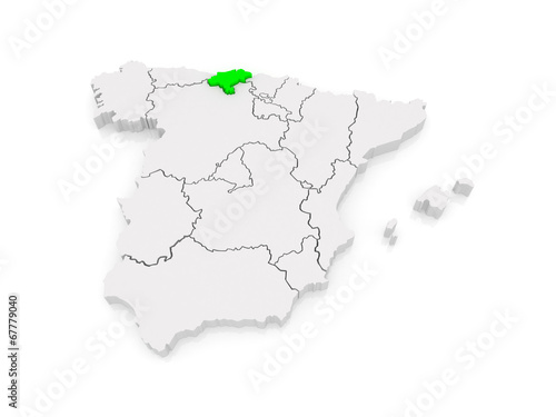 Map of Cantabria. Spain.