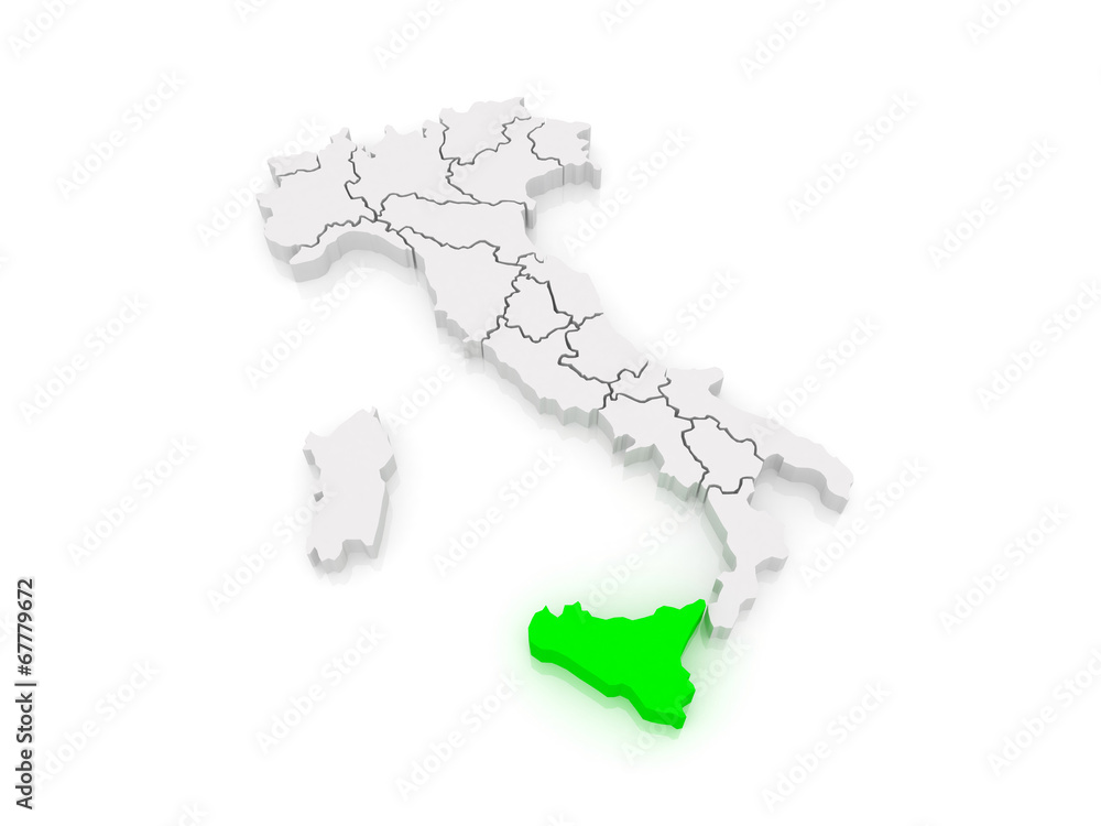 Map of Sicily. Italy.