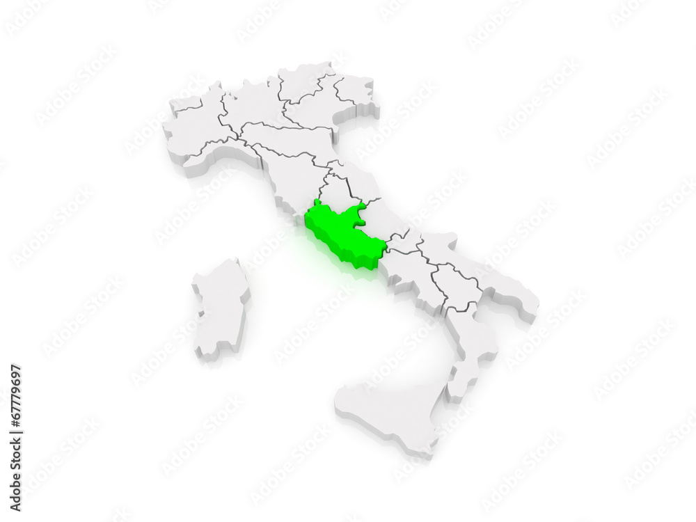 Map of Lazio. Italy.