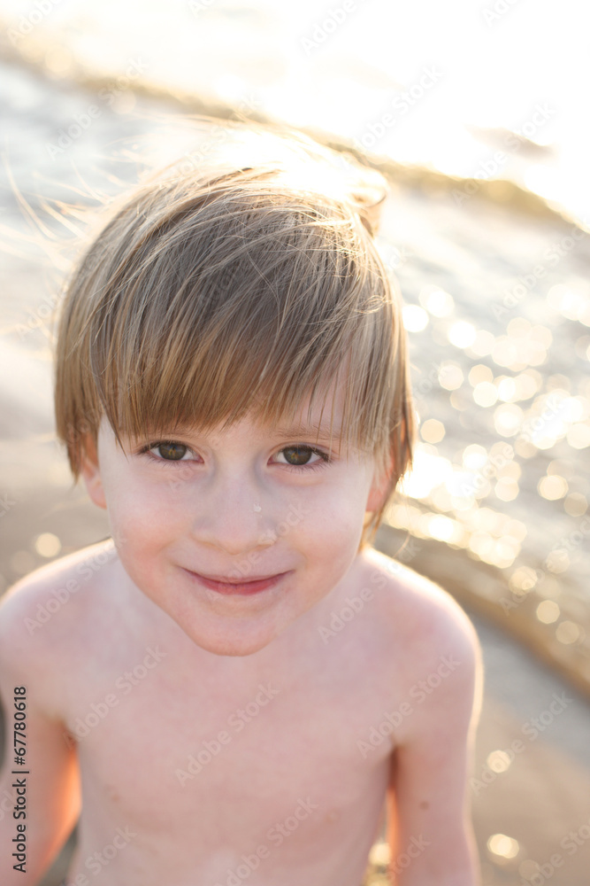 Portrait of a lovely small boy at the sea Portrait of a lovely small boy at the sea