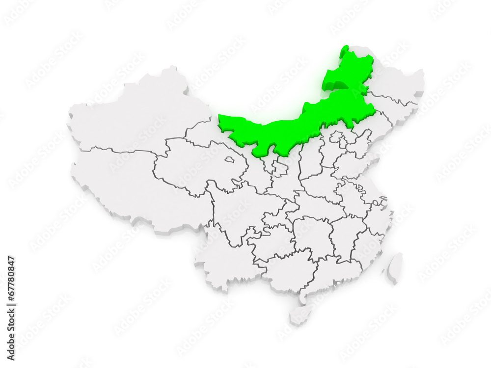 Fototapeta premium Map of Inner Mongolia. China.