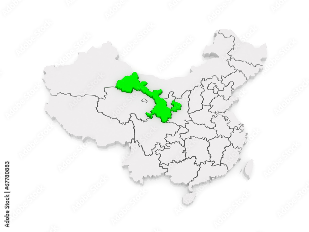 Map of Gansu. China.