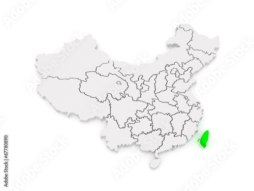 Map of Taiwan. China.