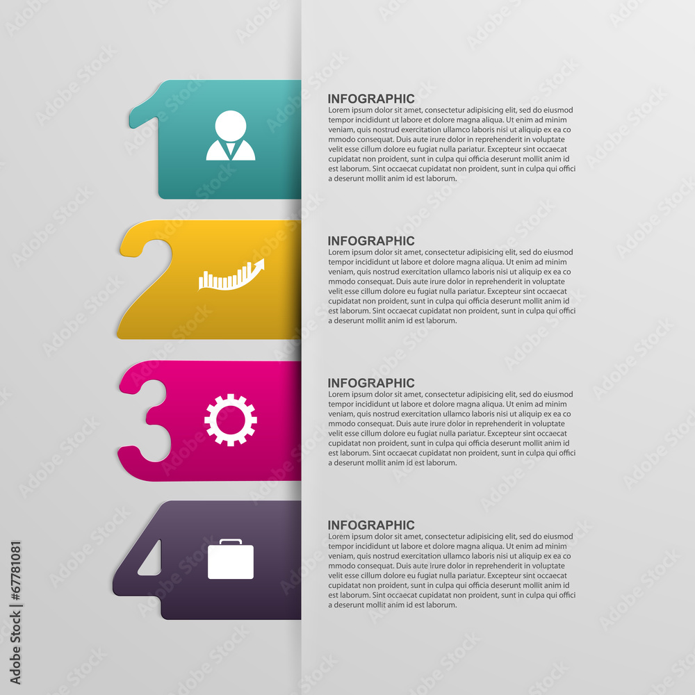 Naklejka premium Creative colorful numbered infographic.