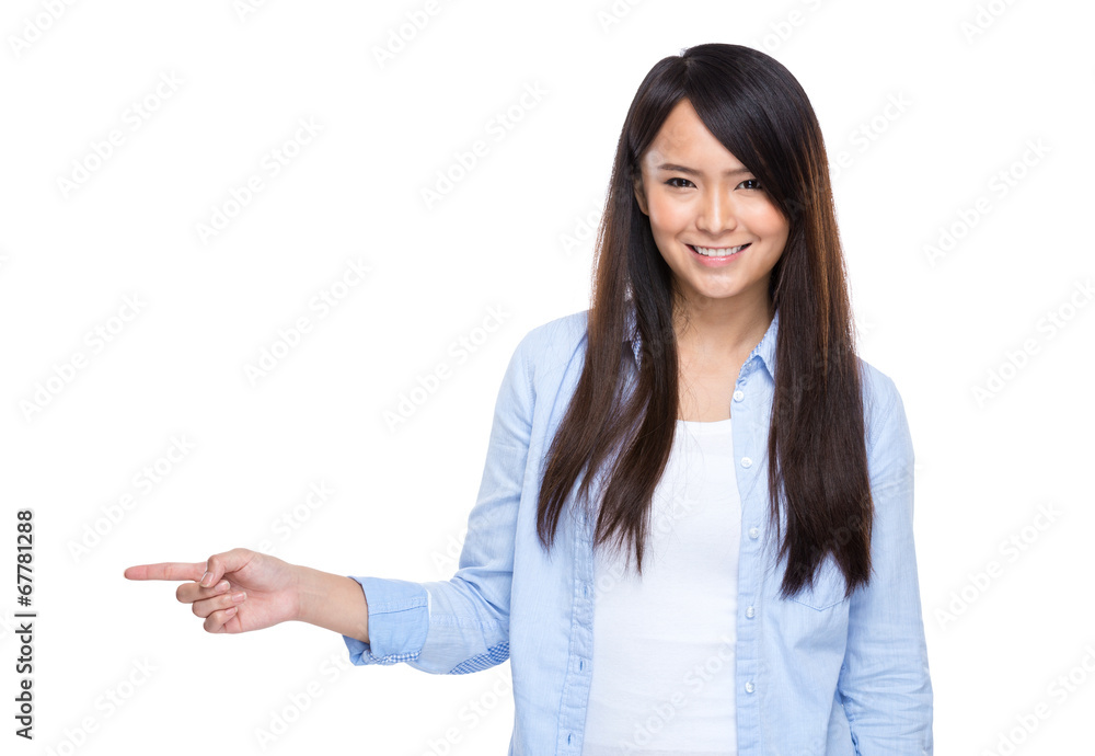 Asian woman finger pointed isolated Asian woman finger pointed isolated