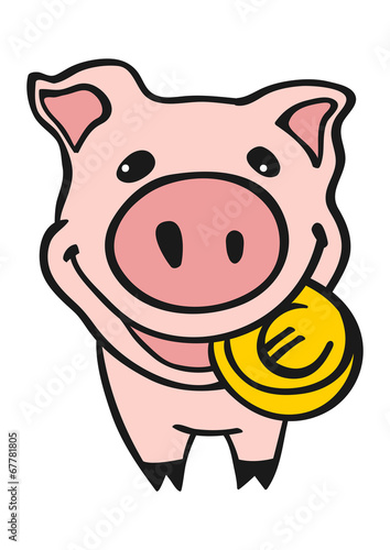 Piggy bank with euro coin