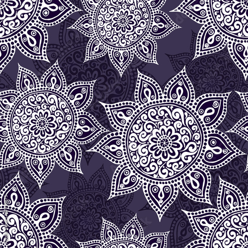 Ethnic seamless pattern with mandala and paisley.