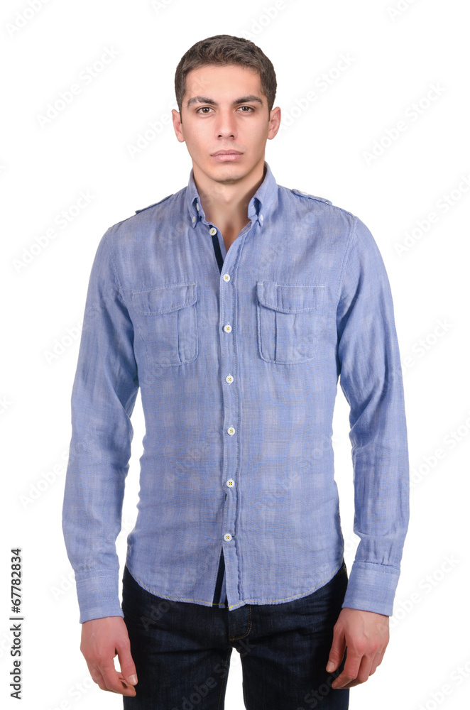 Fototapeta premium Male model with shirt isolated on white