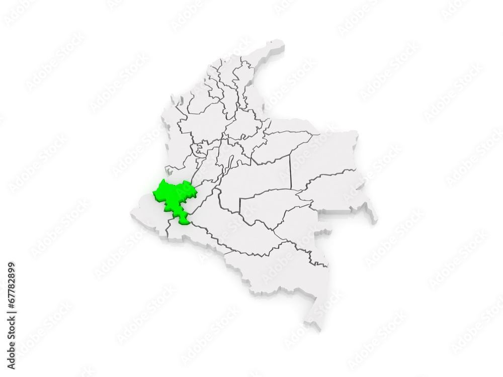 Map of Cauca. Colombia.