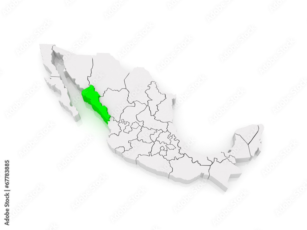 Map of Sinaloa. Mexico. Map of Sinaloa. Mexico.