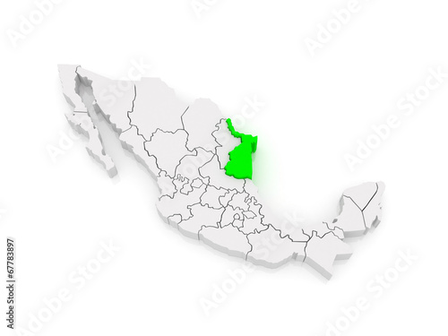 Map of Tamaulipas. Mexico.
