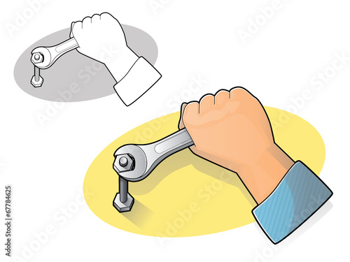 Wrench and Hand Icon