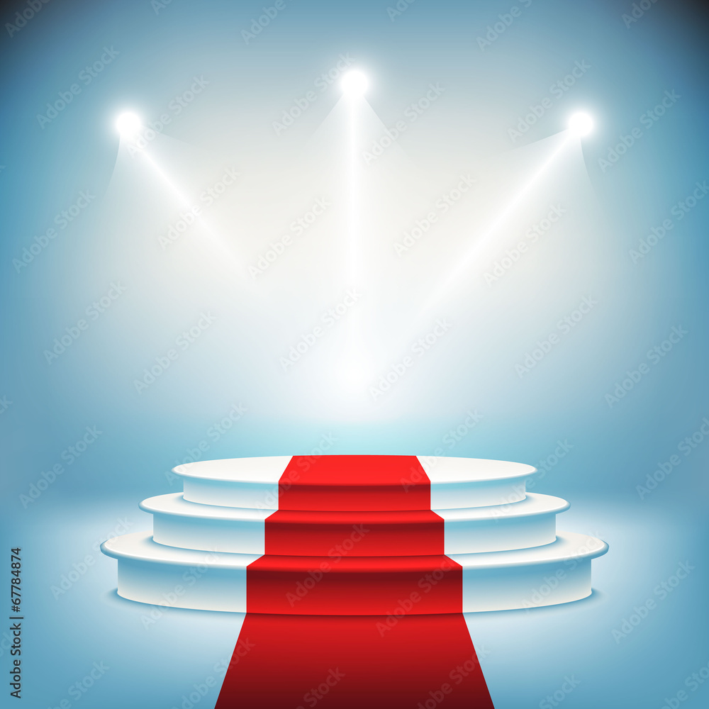 Illuminated stage podium for award ceremony vector - obrazy, fototapety, plakaty 
