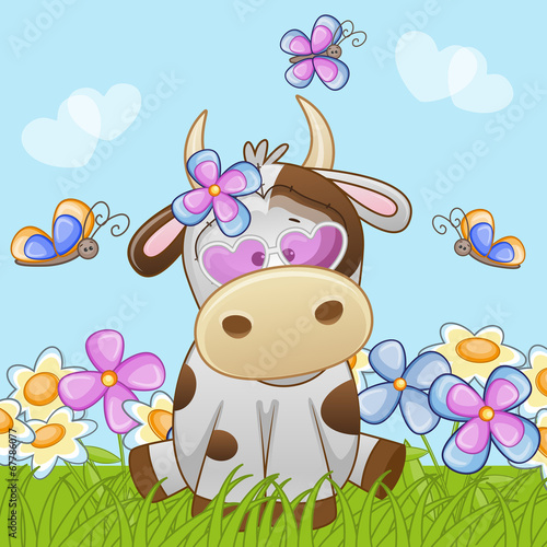 Cow with flowers