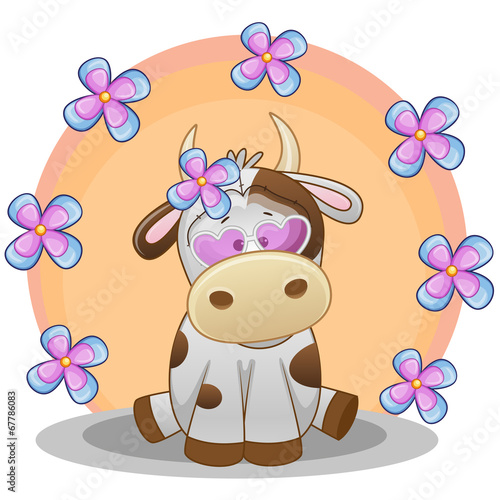 Cow with flowers