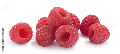 Raspberry horizontal set isolated on white background