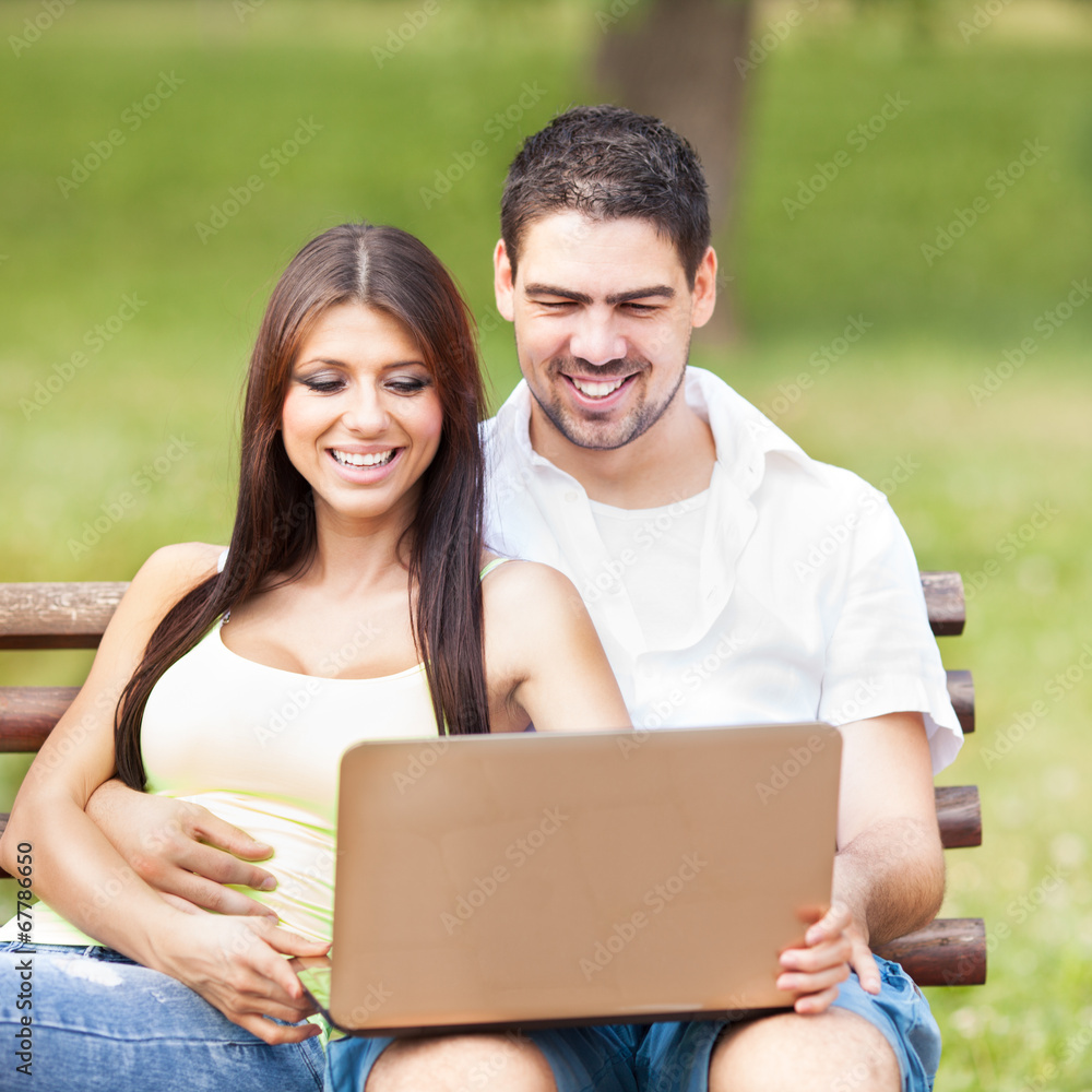 Happy couple in the park Happy couple in the park