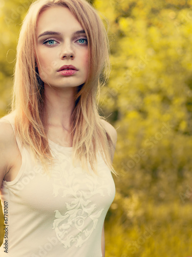 beautiful blonde portrait in park