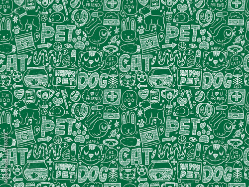 seamless doodle pet pattern
