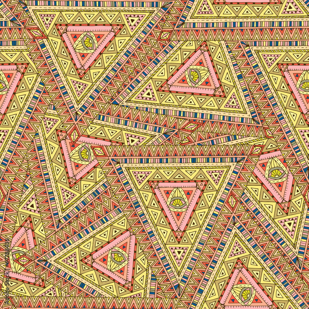 Tribal doddle ethnic seamless pattern.