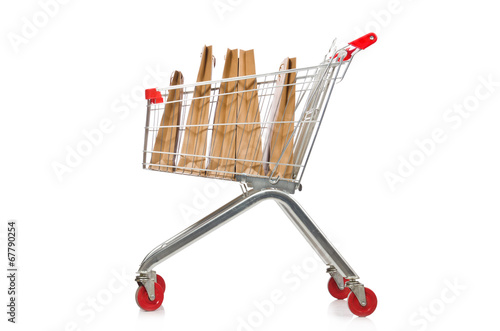 Shopping cart with supermarket basket