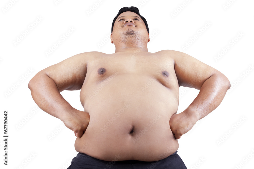Fat man with big stomach