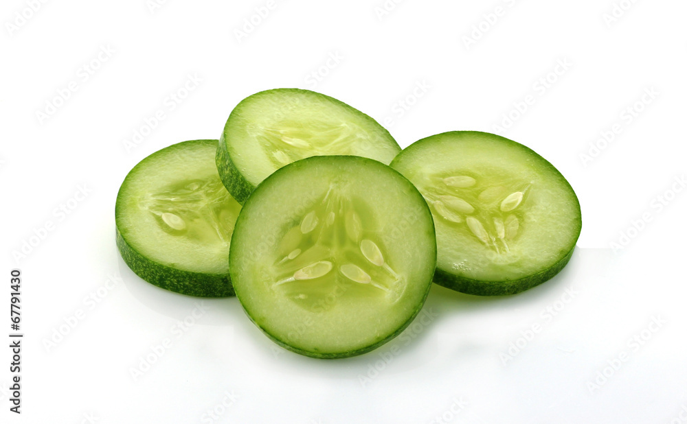 Fresh cucumber slice isolated on white background Fresh cucumber slice isolated on white background