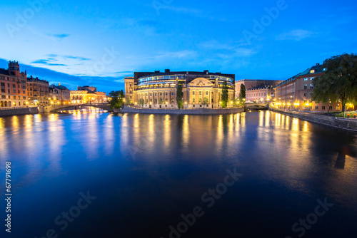 Summer evening panorama of the Old Town in Stockholm  Sweden