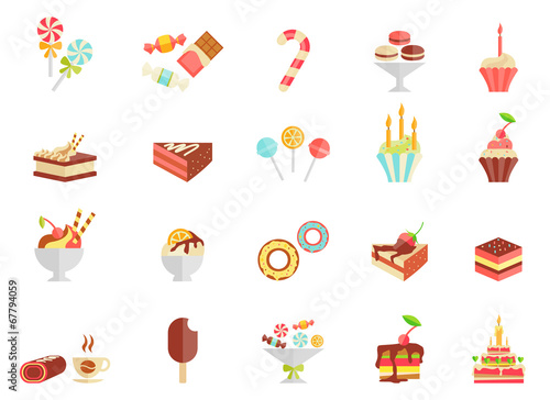 Cake candy and ice cream icons