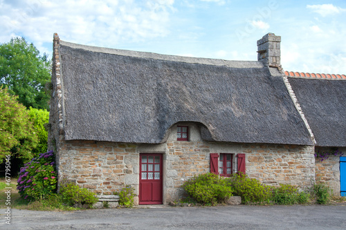 Chaumière bretonne à Kérascoet, Finistère, Bretagne