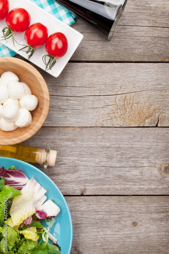 Fresh healthy salad, tomatoes, mozzarella Fresh healthy salad, tomatoes, mozzarella