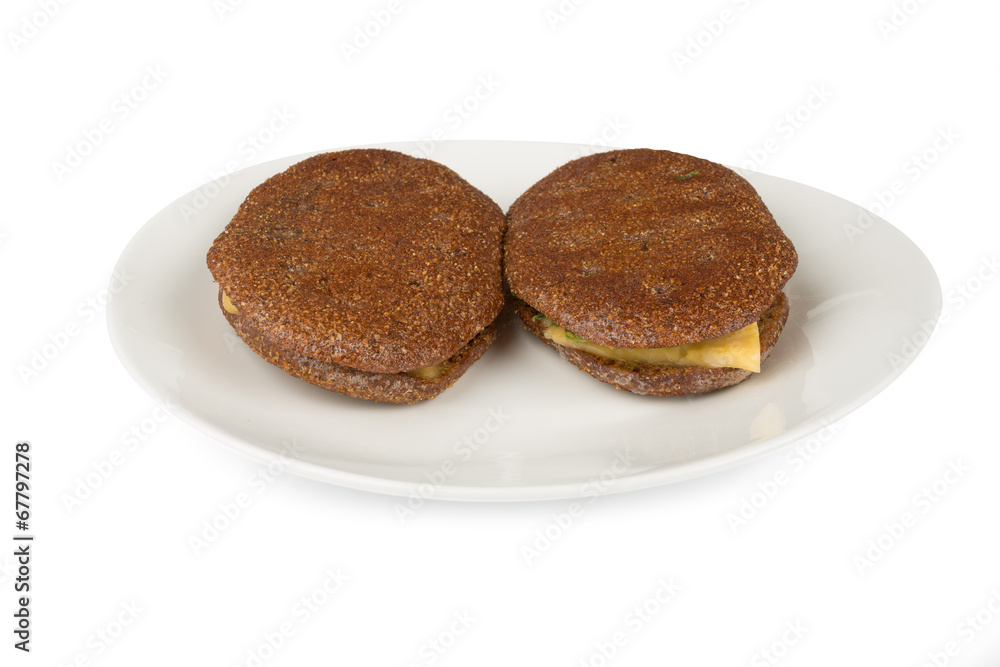Two rye flatbred on a plate Two rye flatbred on a plate