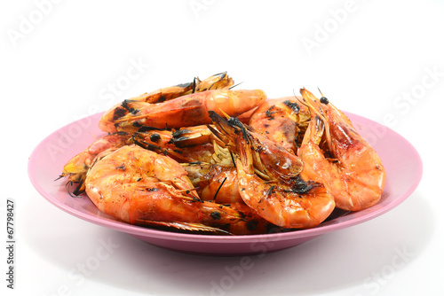 Grilled shrimp isolate on a white background 
