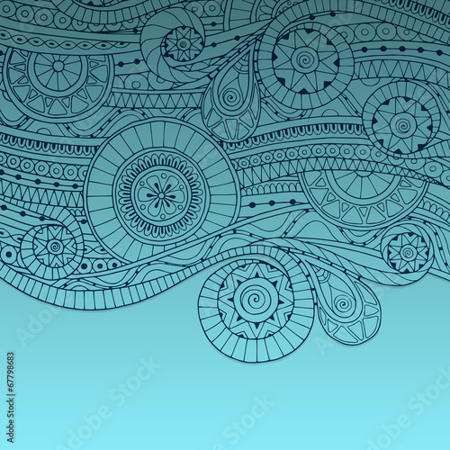 Background with geometric mosaic elements.